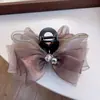 Novo presilha de cabelo de laço com strass grande e moderno, presilha tubarão versátil para a parte de trás da cabeça, acessório de cabelo de boutique