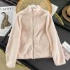 Jaqueta Cardigan Feminina Longa de Veludo e Polar Fleece com Zíper Outono Inverno Jaqueta de Veludo Coral Sy439138/449753
