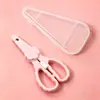 Tijeras para comida complementaria de bebé pueden cortar platos de carne tijeras de alimentos de acero inoxidable para comer fuera con niños tijeras portátiles pequeñas para bebé