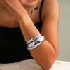 Joia da moda transfronteiriça europeia e americana exagero metal arco círculo liso pulseira pulseira larga multicamadas simples pulseira