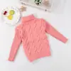 Suéter de cuello alto para niños color liso una generación de camiseta interior ropa de punto estilo escolar flores de cáñamo