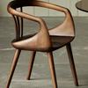 Silla circular de madera maciza de nogal negro, nueva silla de té de estilo chino, silla de diseño nórdico, moderna y sencilla, con respaldo para el hogar.