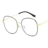 Óculos Anti Luz Azul com Armação Redonda para Mulheres, Estilo Coreano Metalizado com Armação Grande e Brilho, Estilo Europeu e Americano, Podem Ser Personalizados com Lentes de Grau ou Lentes Sem Grau