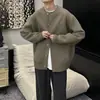 Cárdigan de punto simple estilo coreano para otoño, cuello redondo, suéter chaqueta de color liso de punto suelto con botones, top versátil para el uso diario