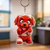 Celebridade da Internet Malvada Dedo do Meio Machucado Cachorro Vermelho Pequeno Chaveiro de Acrílico Mochila de Estudante Decoração Divertida de Pingente Pequeno