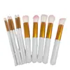 Brochas de Maquillaje 10 Piezas 5 Grandes 5 Pequeñas Set de Brochas de Maquillaje Tubo Negro Dorado Herramientas de Belleza Rosas Cinco Mayores Cinco Principiantes
