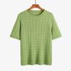 Primavera e Verão 2025 Novo Pulôver Retro Twist Weaver Plus Size Gola Redonda Seda Gelo Top 110,00 kg