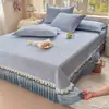 2026 Nuevo Modelo Clase A PE Poliéster Alfombrilla Refrescante de Frijol Hielo Polímero Alto Jacquard Tacto Frío Falda de Cama de Frijol Hielo Juego de Tres Piezas