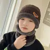 Gorro de Inverno com Forro de Fleece, Gorro de Lã Grossa Tricotado, Estilo Jovem Tendência, Aba Larga, Gorro de Algodão Quente para Puxar, Proteção para Orelhas, À Prova de Vento