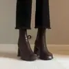 Botas Retro Cuadradas de Gama Alta Versátiles Cómodas Delgadas para Mujer 2025 Otoño Moda Casual Simple Francesa Botines Cortos
