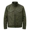 Jaqueta Piloto Lavada Vintage Transfronteiriça com Efeito Desgastado, Estilo Casual Workwear, Bolsos com Zíper, Outerwear de Algodão, Moda Masculina Europeia e Americana