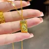 2025 Transmissão ao Vivo do Tiktok Mesmo Estilo Pingente de Tijolo de Ouro Gravado Riqueza Gelo Triturado Conjunto de Colar para Clavícula de Temperamento de Alta Qualidade