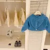 O Franguinho Fofo Le En BabyCute! Outono 2026 Roupas Infantis Unissex Moletom com Capuz Franguinho Azul Mesclado