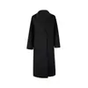 Estilo Hepburn Otoño e Invierno Largo Hasta la Rodilla Estilo Coreano Aspecto Adelgazante Holgado Relajado Negro Engrosado Ropa Exterior de Lana Ropa Exterior de Lana para Mujer