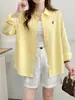 Cardigan de Algodón para Mujer con Bordado Artístico de Canguro de Dibujos Animados, Camisa de Manga Larga, Nuevo Estilo Otoño 2026