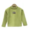 Ropa Infantil Unisex para Otoño e Invierno Camiseta Bebé Estilosa Niños Personalidad Marca de Moda Engrosada Coral Fleece Dibujos Animados Cuello Alto Camiseta Base