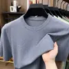 2026 Verano Nuevo Estilo Hombres de mediana edad Cuello redondo Moda Casual Color Sólido Camiseta Holgada Delgada Suéter Superior Camiseta