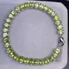 Pulseira de Peridoto Natural Prata 925 Banhada a Ouro Rosé! Tamanho da Pedra Principal 4*6mm Suporte Natural para Teste