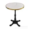 Mesa de Comedor Exterior Francesa de Pizarra Mármol con Borde de Acero Inoxidable Mesas y Sillas para Restaurante Occidental Tienda de Té con Leche Cafetería