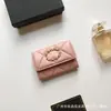 Xiaxiangjia Serie 19 Daling Piel de Cabra Original Retro Hebilla Doble C Solapa Bolso para Tarjetas de Cuero Genuino para Mujer Billetera para Monedas