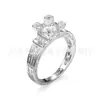 Anillo de Joyería de Moda Transfronteriza Europea y Americana, Popular Anillo de Diamantes con Circonita Incrustada de Cuatro Garras, Anillo Sencillo y Personalizado de Alta Gama para Mujer