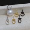 Colgante de anillo grande simple de plata S925 con cabeza multiusos, perla, cabello fetal, accesorios de joyería DIY, soporte vacío 4072