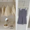 NingliMantenha para você! Conjunto de T-shirt floral com laço super fofo de outono para meninas de 26 anos e calça flare supermodelo para bebês