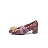 Sapatos de Vovó em Estoque~ Estilo Francês Bico Redondo Tira Cruzada Floral Sapatos Baixos Desgastados Sapatos de Mãe de Boca Rasa Sapatilhas