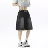 Shorts de Mezclilla Rectos Casuales Estilo Retro Americano, Estilo Delgado de Verano, Corte Holgado, Tallas Grandes, Shorts de Mezclilla de Cinco Puntos de Pierna Ancha Adelgazantes