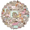 50 Piezas de Lindas Pegatinas de Gatos para Niños, Pegatinas Decorativas para Fundas de Teléfono, Botellas de Agua, Equipaje, Patinetas, Pegatinas Impermeables para Agendas, Al por Mayor
