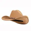 Sombrero Vaquero Corona Hundida Clásico Transfronterizo Sombrero Étnico de Gamuza con Cinturón para Hombres y Mujeres Sombrero de Pareja Vaquero Occidental