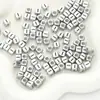 Cuentas de acrílico con letras del alfabeto inglés cuadradas plata antigua DIY pulsera de cuentas hecha a mano collar accesorios de joyería material