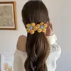 Horquilla de Lana Tejida Otoño e Invierno Flor Esponjosa Pinza de Plátano Simple Elegante Trenzada Tocado para el Pelo Lateral Trasero para Mujeres