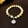 Nuevo Pulsera de Cuerda Pétrea con Cuentas Redondas de Cerámica Estilo Chino Diseño Nicho Pulsera con Cuentas Nueva Pulsera Combinable al Por Mayor para Mujeres
