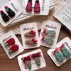 Novos Prendedores de Cabelo Tipo Bico de Pato Coloridos de Natal (Vinho e Verde) para Meninas, Estilo Pai e Filho, Prendedores Geométricos Feitos à Mão