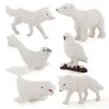 Juego de 6 Figuras de Animales Árticos Oso Polar Realista Zorro Ártico Foca Ballena Beluga y Búho Figuras Juguetes Miniatura de PVC para Niños Aprendizaje Temprano