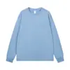Camiseta de Algodón Grueso con Cuello Redondo, Hilo, Manga Larga, Abertura, Color Sólido, Ajuste Holgado para Hombre y Mujer, Versátil, 230g