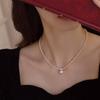Colar de pérolas de zircão micro-incrustado de luxo leve design de nicho cadeia de clavícula 2024 nova corrente de camisola popular feminina