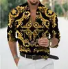 Estación Independiente Más Vendida Camisa de Manga Larga Retro de Lujo Ligero para Hombre Moda Transfronteriza Europea Americana Impresión Digital 3D Fábrica de Origen