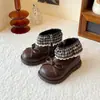 Botines Cortos para Niña 2026 Invierno Nuevo Estilo Elegantes Botas de Piel Infantiles Botas de Princesa Botas Estilo Martin para Niña con Lazo Forradas de Borrego