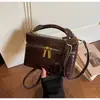 Bolso Pequeño Retro de Lujo Ligero Transfronterizo para Mujer, Bolso de Mano Nuevo de Alta Gama con Patrón de Piedra, Bolso de Hombro y Cruzado para el Trabajo