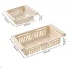 Cesta retrátil para geladeira transfronteiriça, cesta de escorrer para cozinha doméstica, bacia para vegetais, escorredor de pratos, bacia para frutas e vegetais, escorredor de pratos e pauzinhos