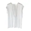 Camiseta Lisa Versátil Sem Mangas Feminina Moda Verão Solta Slim Casual Gola Redonda Top Colete Roupas Femininas Coreanas