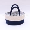 Cesta de Almacenamiento Tejida con Cuerda de Algodón Bolsa de Pañales de Algodón con Tela de Corsé Cesto para la Ropa Sucia Cesta para la Ropa Cesta para Bebé