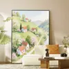 Mural decorativo de arte abstracto de nicho para la sala de estar, recibidor, cuadro colgante floral de primavera, pintura al óleo pintada a mano de paisaje pastoral rural