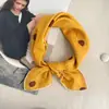 Bufanda Cuadrada Grande Floral de 90cm de Algodón y Lino de Seda de Sentido Avanzado Bufanda Fina Pañuelo para la Cabeza para Bolsa de Mujer Chal Protector Solar Bufanda Exterior