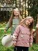 Cortavientos con Capucha de Terciopelo Plus para Bebé Niña Otoño e Invierno para Niñas Pequeñas, Top Espesado de Terciopelo Plus, Ropa Exterior Chaqueta de Esquí para Niños