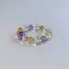 Pulsera de Cristal con Diseño de Amatista Natural Brasileña de Grado Coleccionable, Azeztulita Amarilla y Cristal Blanco