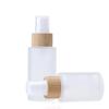 Spot atacado frasco spray para glacê portátil transparente vidro cosmético frasco selado bambu círculo logotipo frasco de perfume