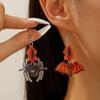 Pendientes acrílicos creativos transfronterizos europeos y americanos para mujer, modernos pendientes de Halloween con diseño de lápida, calavera, cereza y rana leyendo